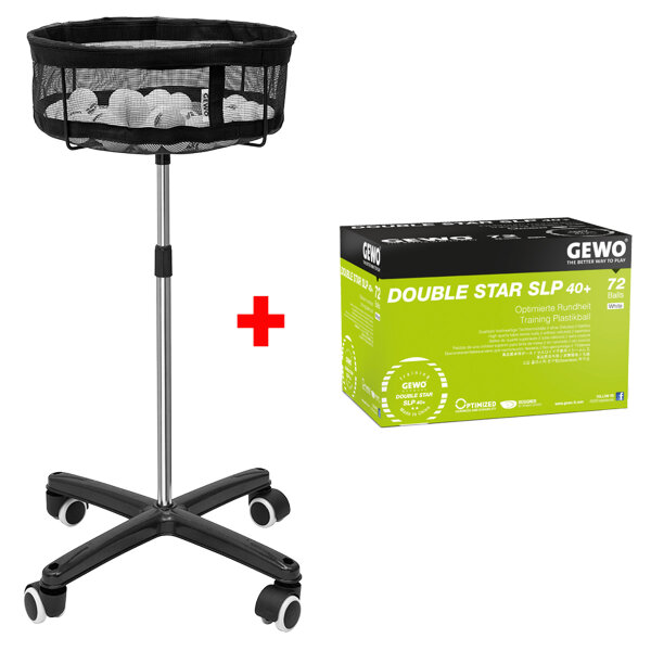 Gewo Set 1x Mobiler Ballkorb + 1x Ball Double Star 72er