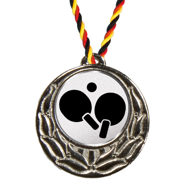 Medaille Rose mit Emblem und Kordel 40mm